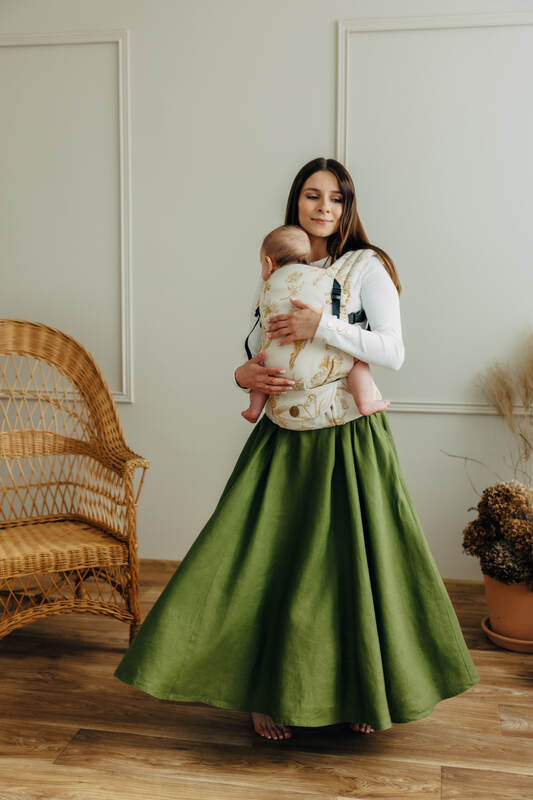 LennyLight Carrier, Standard Size, jacquard weave (68% cotton, 27% merino wool, 5% cashmere) - HERBARIUM - AMBRA #babywearing