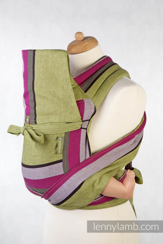 MEI-TAI carrier Toddler, broken-twill weave - 100% cotton - with hood, Lime & Khaki #babywearing