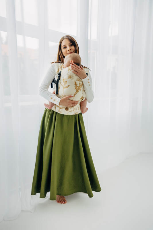 LennyLight Carrier, Standard Size, jacquard weave (68% cotton, 27% merino wool, 5% cashmere) - HERBARIUM - AMBRA #babywearing