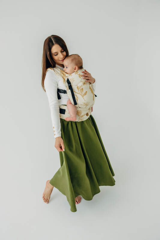 LennyLight Carrier, Standard Size, jacquard weave (68% cotton, 27% merino wool, 5% cashmere) - HERBARIUM - AMBRA #babywearing