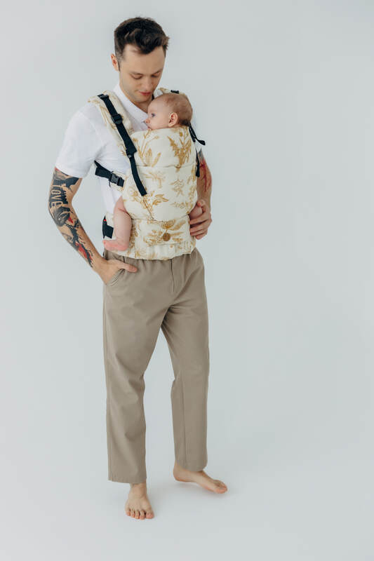 LennyUpGrade PRO Carrier, Standard Size, jacquard weave (68% cotton, 27% merino wool, 5% cashmere) - HERBARIUM - AMBRA #babywearing