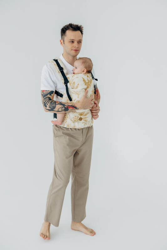 LennyUpGrade PRO Carrier, Standard Size, jacquard weave (68% cotton, 27% merino wool, 5% cashmere) - HERBARIUM - AMBRA #babywearing