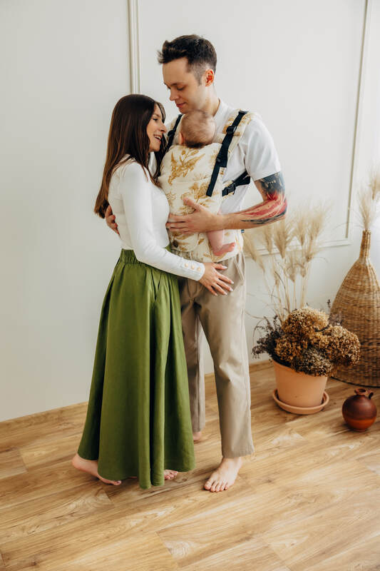 LennyUpGrade PRO Carrier, Standard Size, jacquard weave (68% cotton, 27% merino wool, 5% cashmere) - HERBARIUM - AMBRA #babywearing