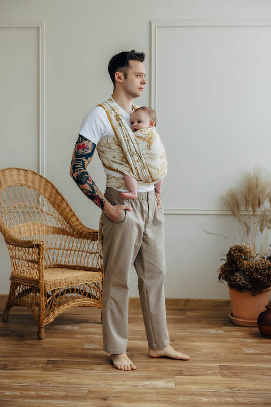 Écharpe, jacquard (68% Coton, 27% Laine mérinos, 5% Cachemire) - HERBARIUM - AMBRA - taille S #babywearing