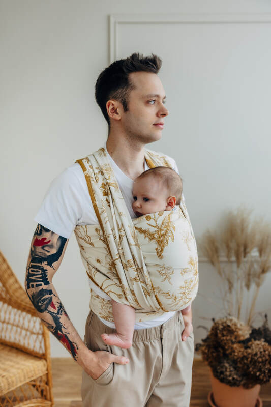 Écharpe, jacquard (68% Coton, 27% Laine mérinos, 5% Cachemire) - HERBARIUM - AMBRA - taille S #babywearing