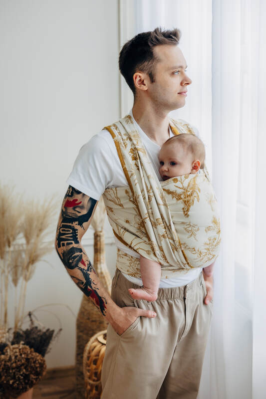 Écharpe, jacquard (68% Coton, 27% Laine mérinos, 5% Cachemire) - HERBARIUM - AMBRA - taille S #babywearing