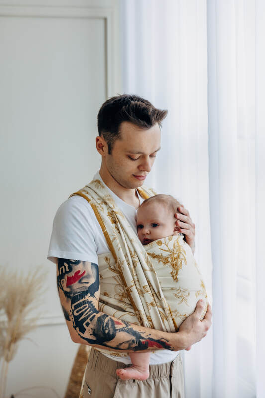 Écharpe, jacquard (68% Coton, 27% Laine mérinos, 5% Cachemire) - HERBARIUM - AMBRA - taille S #babywearing