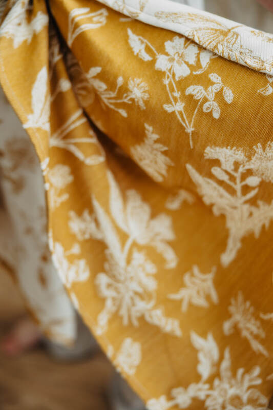 Écharpe, jacquard (68% Coton, 27% Laine mérinos, 5% Cachemire) - HERBARIUM - AMBRA - taille S #babywearing