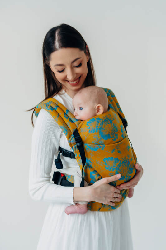 LennyLight Tragehilfe, Größe Standard, Jacquardwebung, 100% Baumwolle - RETRO'N'ROSES - ROSARIUM #babywearing