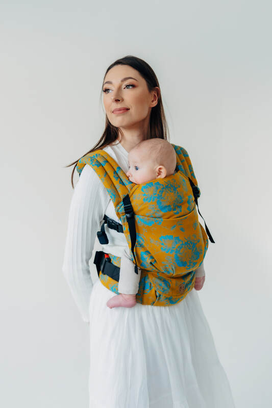 LennyLight Tragehilfe, Größe Standard, Jacquardwebung, 100% Baumwolle - RETRO'N'ROSES - ROSARIUM #babywearing