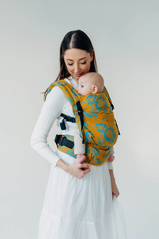 LennyLight Tragehilfe, Größe Standard, Jacquardwebung, 100% Baumwolle - RETRO'N'ROSES - ROSARIUM #babywearing