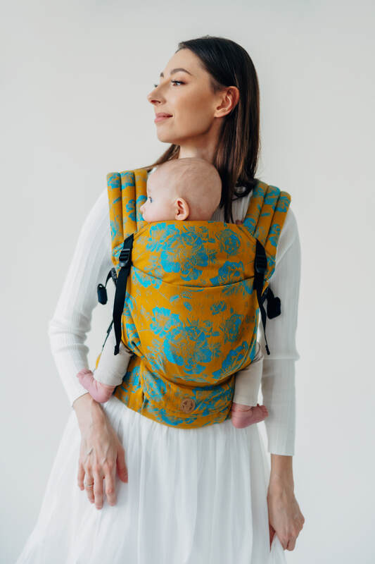 LennyLight Tragehilfe, Größe Standard, Jacquardwebung, 100% Baumwolle - RETRO'N'ROSES - ROSARIUM #babywearing