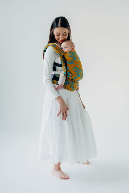 LennyLight Tragehilfe, Größe Standard, Jacquardwebung, 100% Baumwolle - RETRO'N'ROSES - ROSARIUM #babywearing