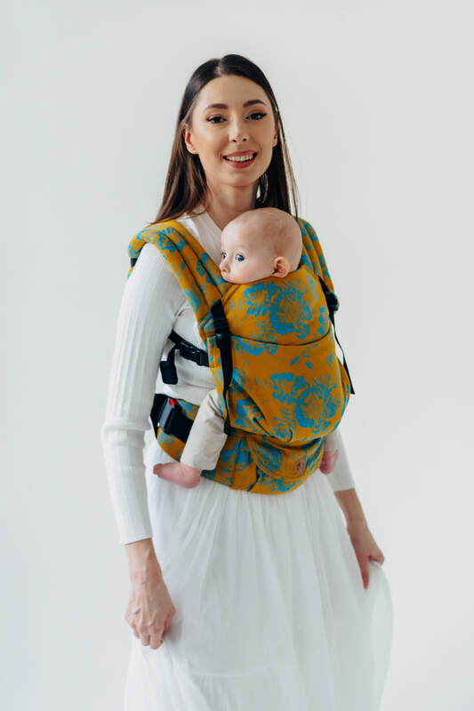 LennyLight Tragehilfe, Größe Standard, Jacquardwebung, 100% Baumwolle - RETRO'N'ROSES - ROSARIUM #babywearing