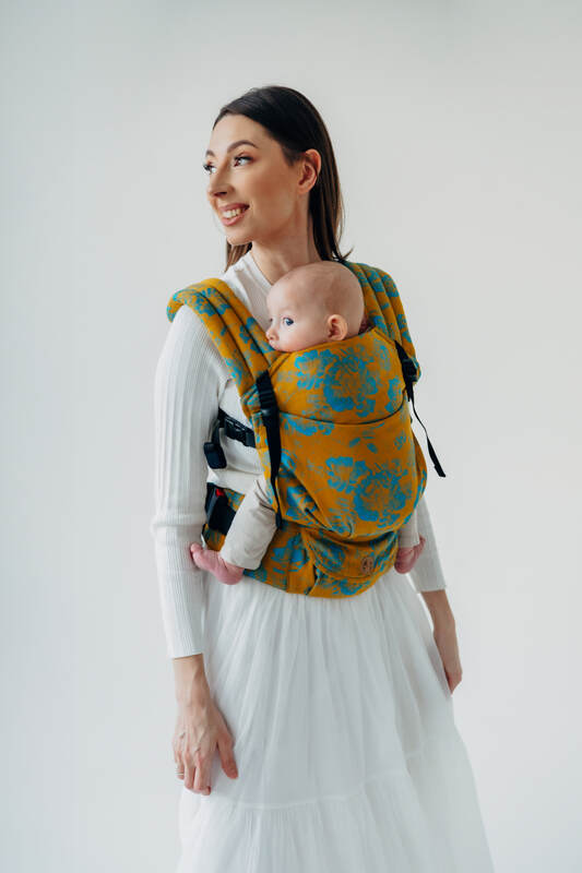 LennyLight Tragehilfe, Größe Standard, Jacquardwebung, 100% Baumwolle - RETRO'N'ROSES - ROSARIUM #babywearing