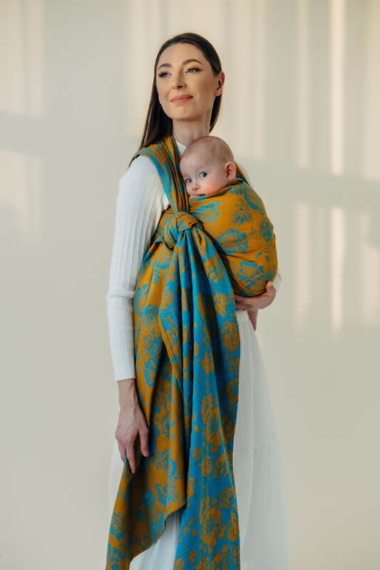 Fascia portabebè, tessitura Jacquard (100% cotone) - RETRO'N'ROSES - ROSARIUM - taglia XS #babywearing