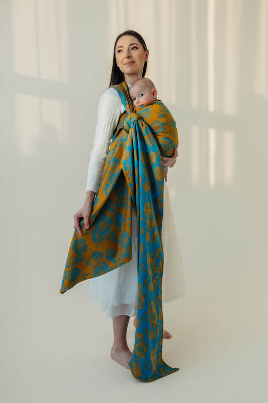 Fascia portabebè, tessitura Jacquard (100% cotone) - RETRO'N'ROSES - ROSARIUM - taglia XS #babywearing