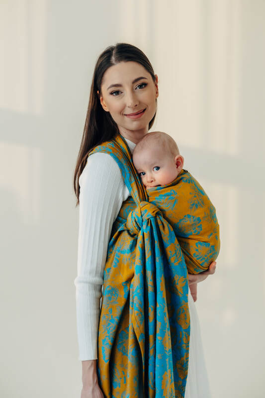 Fascia portabebè, tessitura Jacquard (100% cotone) - RETRO'N'ROSES - ROSARIUM - taglia XS #babywearing