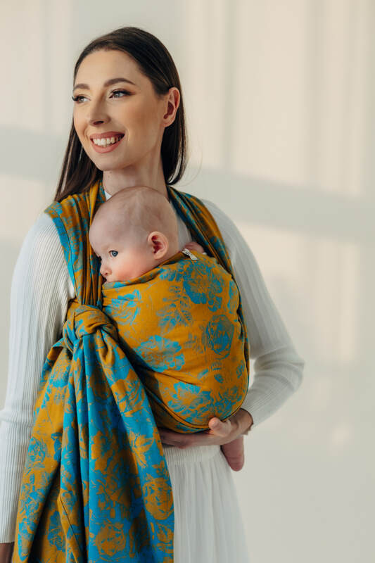 Fascia portabebè, tessitura Jacquard (100% cotone) - RETRO'N'ROSES - ROSARIUM - taglia XS #babywearing