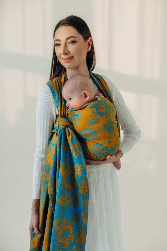 Fascia portabebè, tessitura Jacquard (100% cotone) - RETRO'N'ROSES - ROSARIUM - taglia XS #babywearing