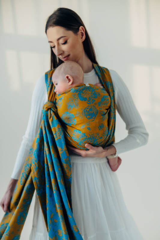 Fascia portabebè, tessitura Jacquard (100% cotone) - RETRO'N'ROSES - ROSARIUM - taglia XS #babywearing