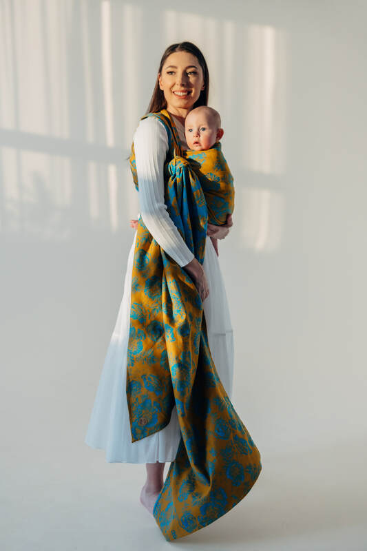 Fascia portabebè, tessitura Jacquard (100% cotone) - RETRO'N'ROSES - ROSARIUM - taglia XS #babywearing