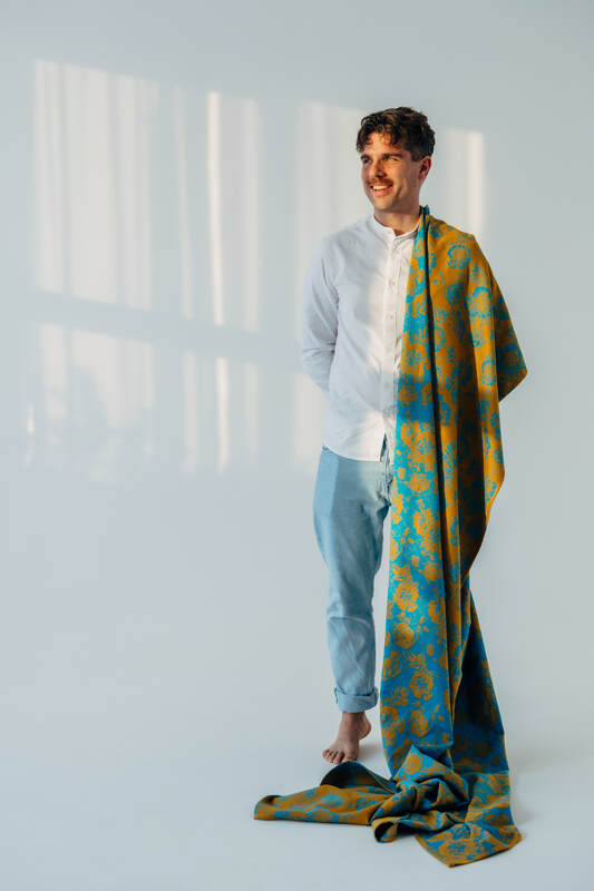 Fascia portabebè, tessitura Jacquard (100% cotone) - RETRO'N'ROSES - ROSARIUM - taglia XS #babywearing