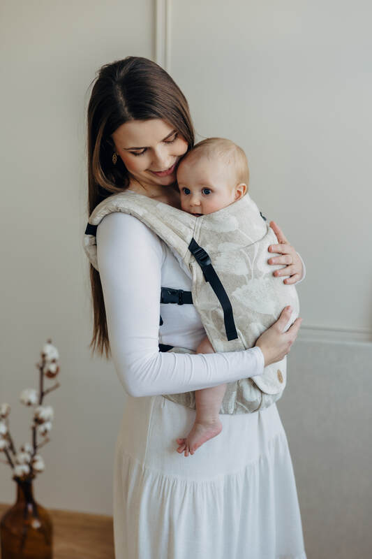 Mochila LennyLight, talla estándar, tejido jaqurad (50% algodón, 25% cáñamo, 25% lyocell) - VIRIDIFLORA - CONNECT #babywearing