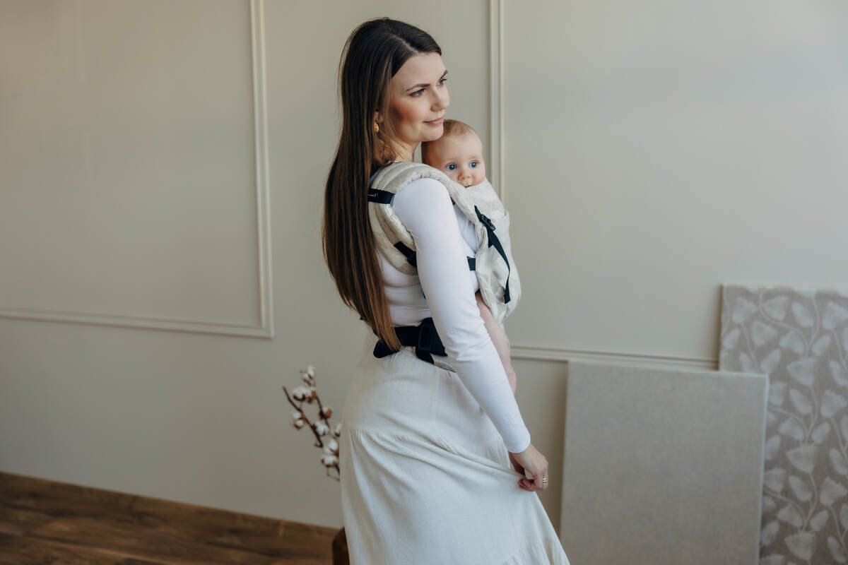 Mochila LennyLight, talla estándar, tejido jaqurad (50% algodón, 25% cáñamo, 25% lyocell) - VIRIDIFLORA - CONNECT #babywearing