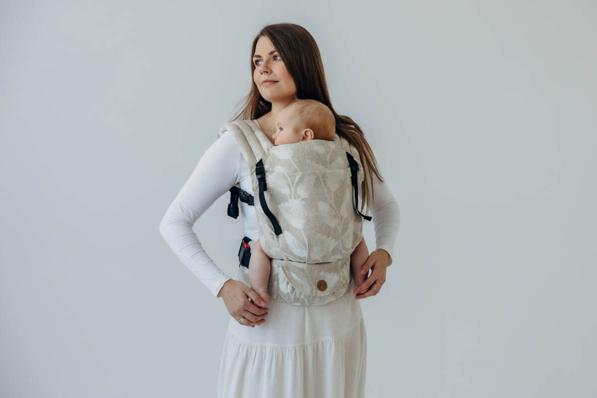 Mochila LennyLight, talla estándar, tejido jaqurad (50% algodón, 25% cáñamo, 25% lyocell) - VIRIDIFLORA - CONNECT #babywearing
