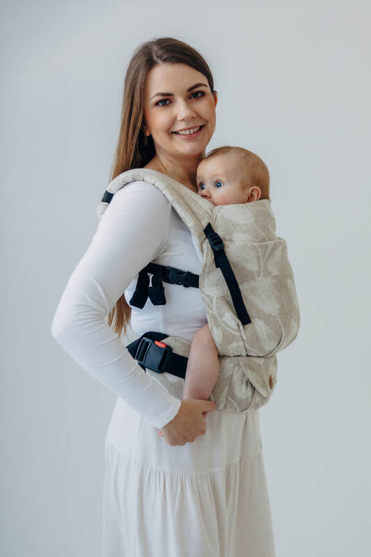 Mochila LennyLight, talla estándar, tejido jaqurad (50% algodón, 25% cáñamo, 25% lyocell) - VIRIDIFLORA - CONNECT #babywearing