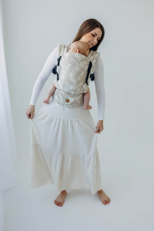 Mochila LennyLight, talla estándar, tejido jaqurad (50% algodón, 25% cáñamo, 25% lyocell) - VIRIDIFLORA - CONNECT #babywearing