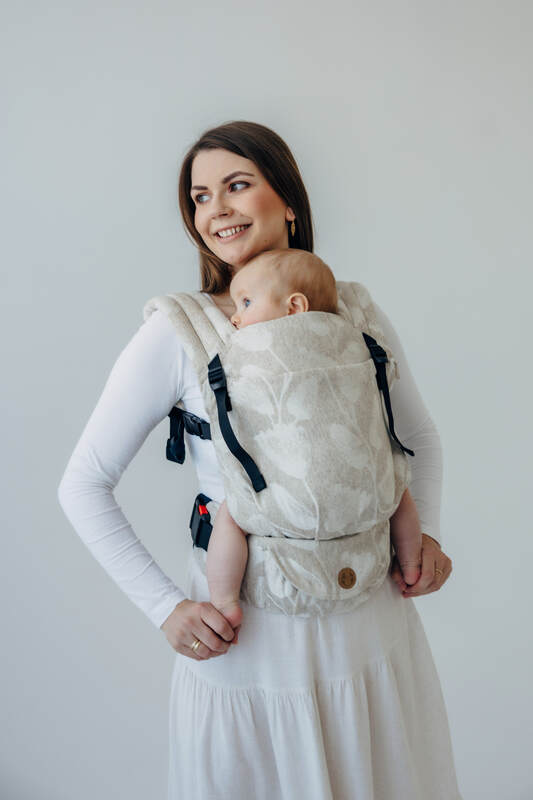 Mochila LennyLight, talla estándar, tejido jaqurad (50% algodón, 25% cáñamo, 25% lyocell) - VIRIDIFLORA - CONNECT #babywearing