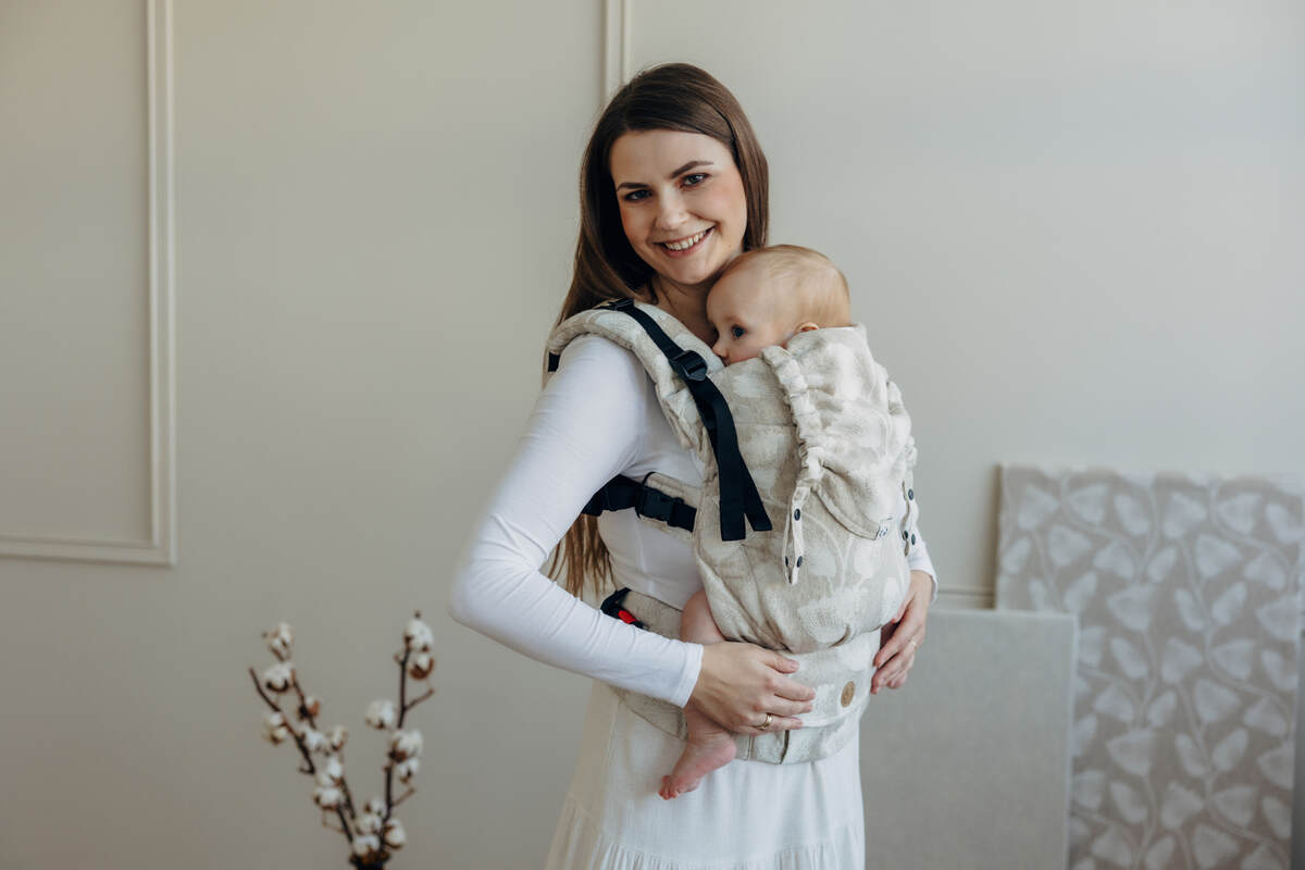 Mochila LennyUpGrade PRO, talla estándar, tejido jaqurad (50% algodón, 25% cáñamo, 25% lyocell) - VIRIDIFLORA - CONNECT #babywearing