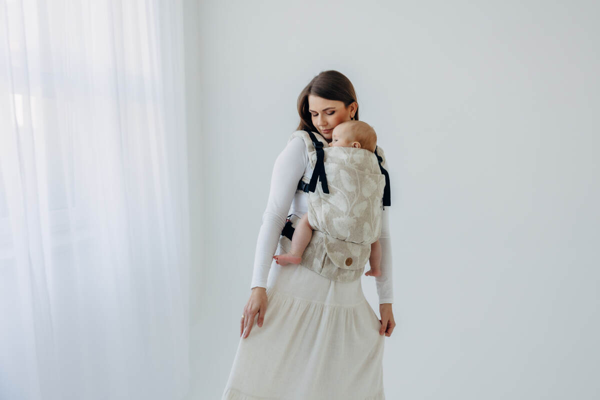 Mochila LennyUpGrade PRO, talla estándar, tejido jaqurad (50% algodón, 25% cáñamo, 25% lyocell) - VIRIDIFLORA - CONNECT #babywearing