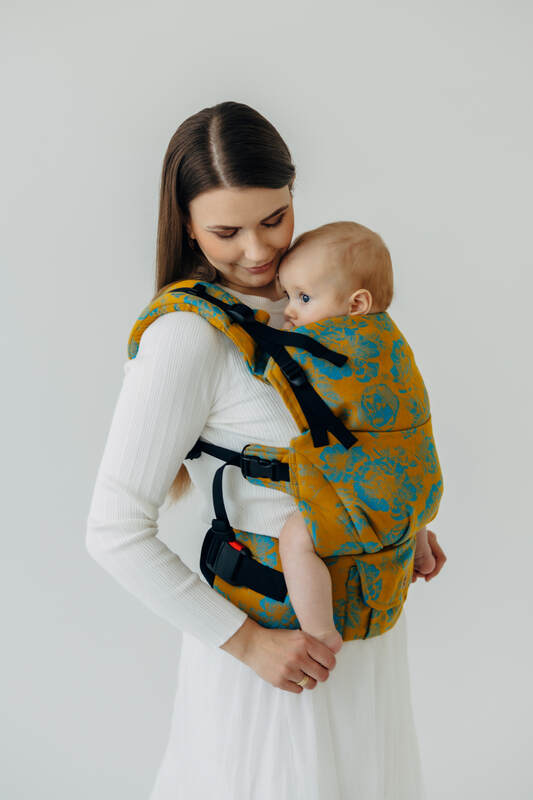 LennyUpGrade PRO Tragehilfe, Größe Standard, Jacquardwebung, 100% Baumwolle - RETRO'N'ROSES - ROSARIUM #babywearing