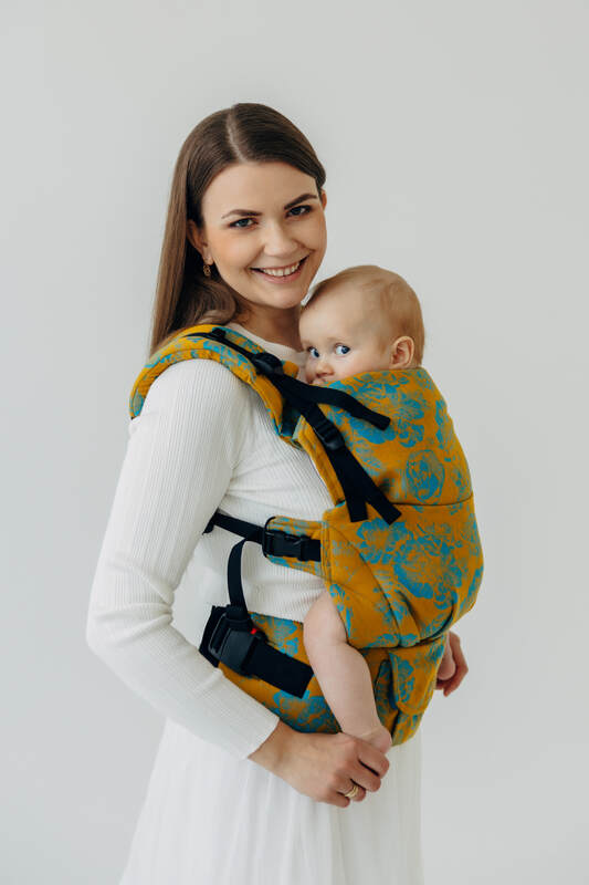 LennyUpGrade PRO Tragehilfe, Größe Standard, Jacquardwebung, 100% Baumwolle - RETRO'N'ROSES - ROSARIUM #babywearing