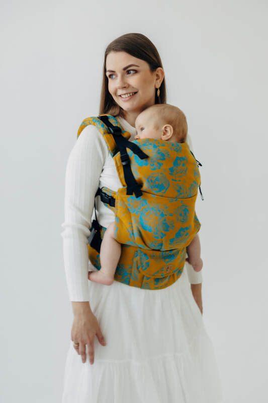LennyUpGrade PRO Tragehilfe, Größe Standard, Jacquardwebung, 100% Baumwolle - RETRO'N'ROSES - ROSARIUM #babywearing
