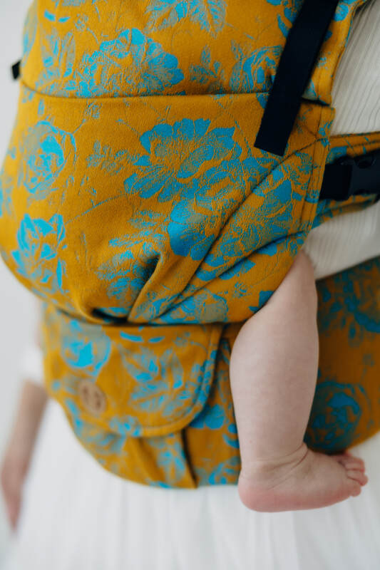 LennyUpGrade PRO Tragehilfe, Größe Standard, Jacquardwebung, 100% Baumwolle - RETRO'N'ROSES - ROSARIUM #babywearing