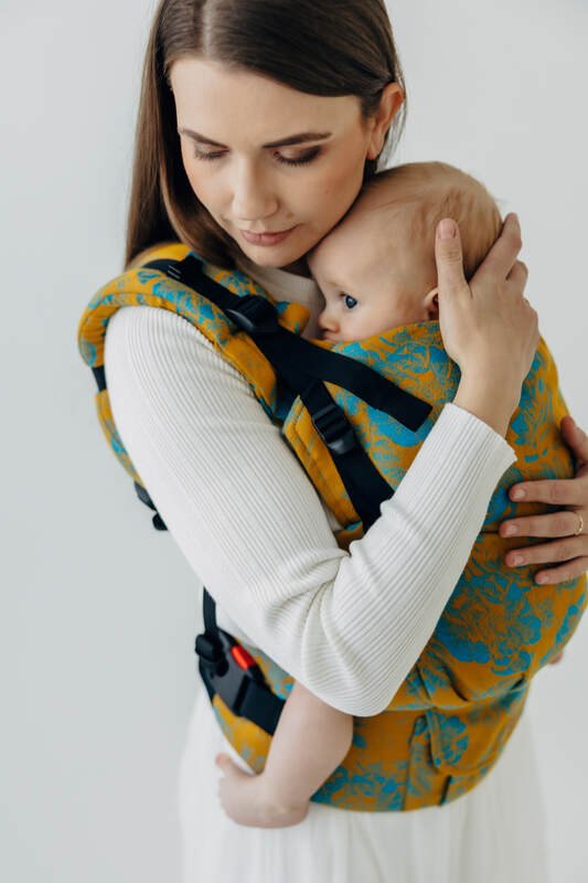 LennyUpGrade PRO Tragehilfe, Größe Standard, Jacquardwebung, 100% Baumwolle - RETRO'N'ROSES - ROSARIUM #babywearing
