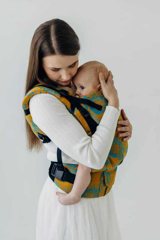 LennyUpGrade PRO Tragehilfe, Größe Standard, Jacquardwebung, 100% Baumwolle - RETRO'N'ROSES - ROSARIUM #babywearing