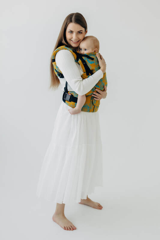 LennyUpGrade PRO Tragehilfe, Größe Standard, Jacquardwebung, 100% Baumwolle - RETRO'N'ROSES - ROSARIUM #babywearing