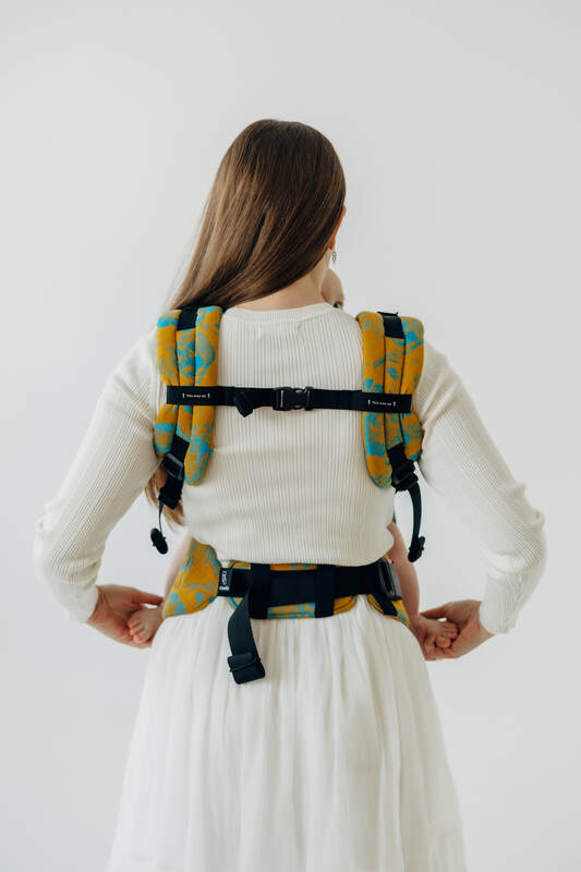 LennyUpGrade PRO Tragehilfe, Größe Standard, Jacquardwebung, 100% Baumwolle - RETRO'N'ROSES - ROSARIUM #babywearing