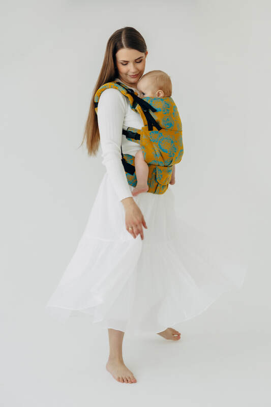 LennyUpGrade PRO Tragehilfe, Größe Standard, Jacquardwebung, 100% Baumwolle - RETRO'N'ROSES - ROSARIUM #babywearing