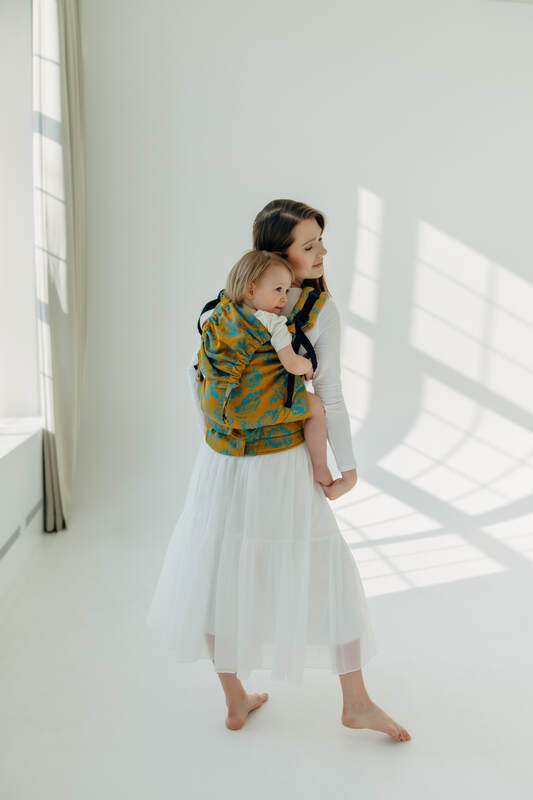 Marsupio LennyPreschool, misura Preschool, tessitura Jacquard, 100% cotone - RETRO'N'ROSES - ROSARIUM #babywearing