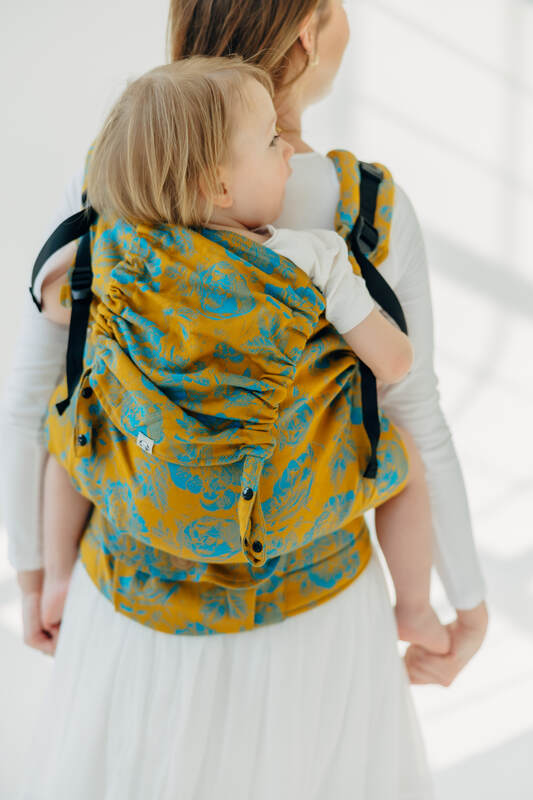Marsupio LennyPreschool, misura Preschool, tessitura Jacquard, 100% cotone - RETRO'N'ROSES - ROSARIUM #babywearing