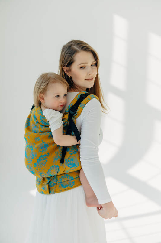 Marsupio LennyPreschool, misura Preschool, tessitura Jacquard, 100% cotone - RETRO'N'ROSES - ROSARIUM #babywearing