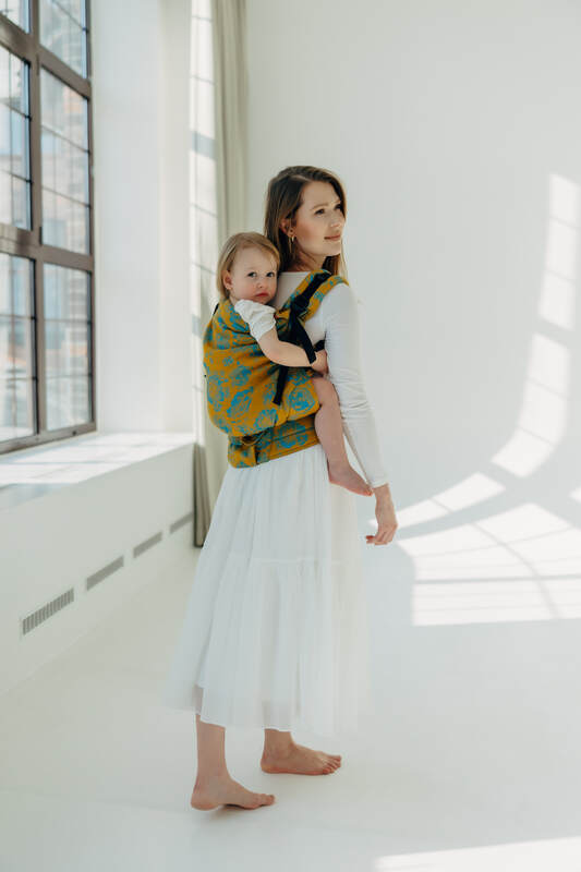 Marsupio LennyPreschool, misura Preschool, tessitura Jacquard, 100% cotone - RETRO'N'ROSES - ROSARIUM #babywearing