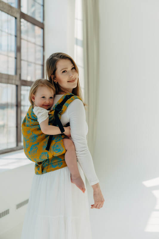 Marsupio LennyPreschool, misura Preschool, tessitura Jacquard, 100% cotone - RETRO'N'ROSES - ROSARIUM #babywearing