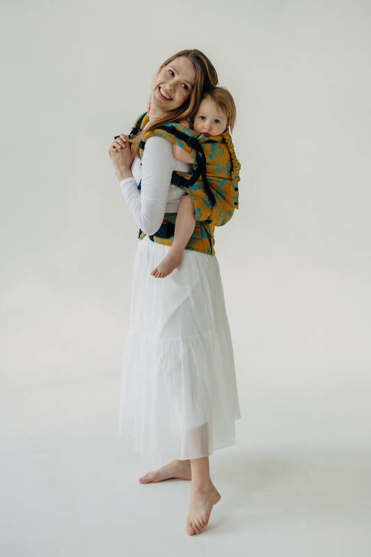 Marsupio LennyPreschool, misura Preschool, tessitura Jacquard, 100% cotone - RETRO'N'ROSES - ROSARIUM #babywearing